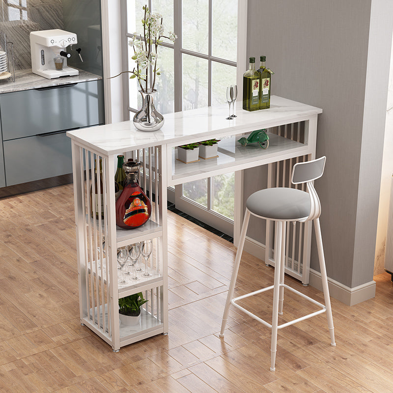Modern Style Wood Bar Stool Table Rectangle Bar Table for Cafe 55.1"L x 15.7"W x 41.3"H White Without Chairs Clearhalo 'Bar Furniture' 'Bar Tables' 'bar_tables' 'furn' 'furn_bar_tables' 'Furniture' 'Kitchen & Dining Furniture' 6610582