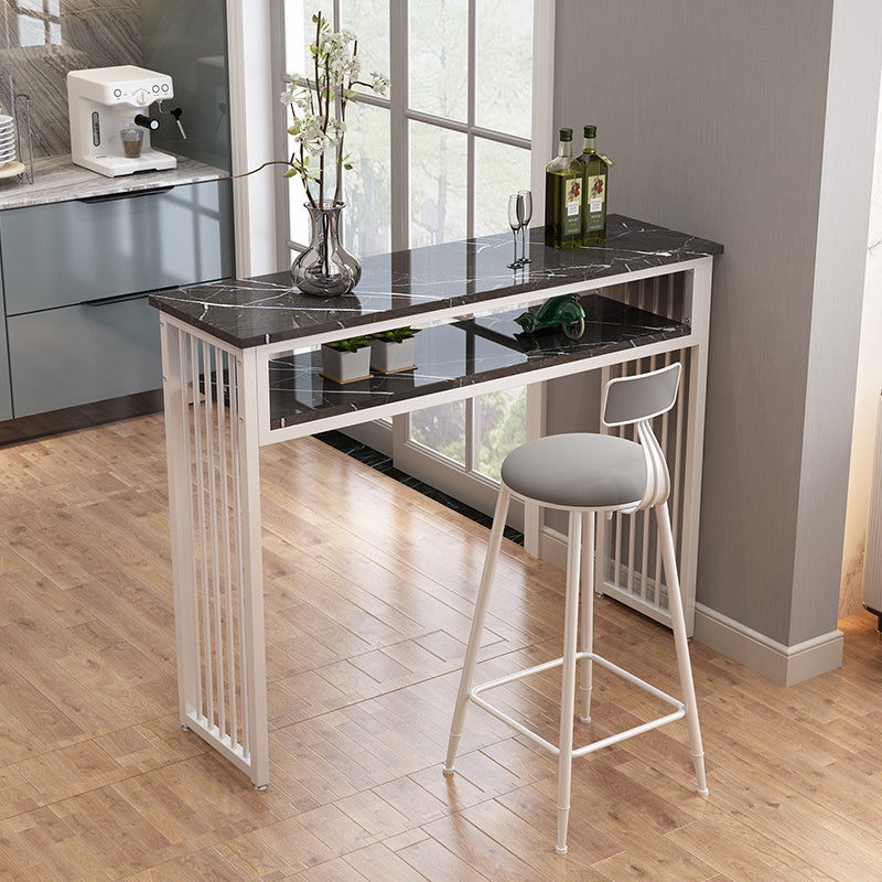 Modern Style Wood Bar Stool Table Rectangle Bar Table for Cafe 55.1"L x 15.7"W x 41.3"H Gloss Black Without Chairs Clearhalo 'Bar Furniture' 'Bar Tables' 'bar_tables' 'furn' 'furn_bar_tables' 'Furniture' 'Kitchen & Dining Furniture' 6610585