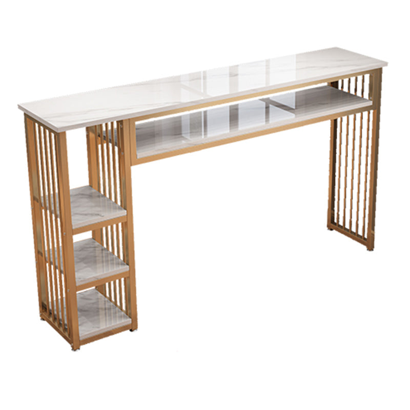Modern Style Wood Bar Stool Table Rectangle Bar Table for Cafe White-Gold Without Chairs Clearhalo 'Bar Furniture' 'Bar Tables' 'bar_tables' 'furn' 'furn_bar_tables' 'Furniture' 'Kitchen & Dining Furniture' 6610586