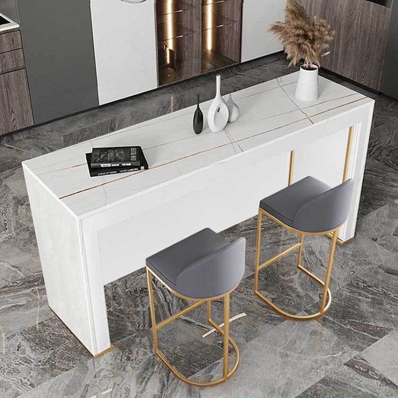 Sintered Stone Bistro Bar Table Rectangle Wooden Base Bar Table for Home 70.9"L x 15.7"W x 41.3"H White Without Chairs Clearhalo 'Bar Furniture' 'Bar Tables' 'bar_tables' 'furn' 'furn_bar_tables' 'Furniture' 'Kitchen & Dining Furniture' 6610631