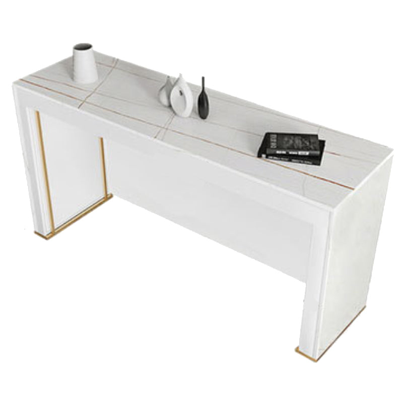 Sintered Stone Bistro Bar Table Rectangle Wooden Base Bar Table for Home White Without Chairs Clearhalo 'Bar Furniture' 'Bar Tables' 'bar_tables' 'furn' 'furn_bar_tables' 'Furniture' 'Kitchen & Dining Furniture' 6610632