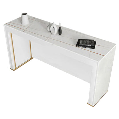 Sintered Stone Bistro Bar Table Rectangle Wooden Base Bar Table for Home White Without Chairs Clearhalo 'Bar Furniture' 'Bar Tables' 'bar_tables' 'furn' 'furn_bar_tables' 'Furniture' 'Kitchen & Dining Furniture' 6610632