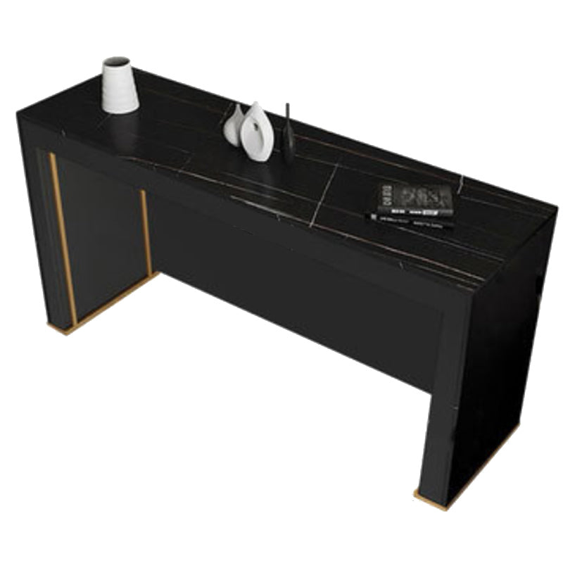 Sintered Stone Bistro Bar Table Rectangle Wooden Base Bar Table for Home Black Without Chairs Clearhalo 'Bar Furniture' 'Bar Tables' 'bar_tables' 'furn' 'furn_bar_tables' 'Furniture' 'Kitchen & Dining Furniture' 6610633