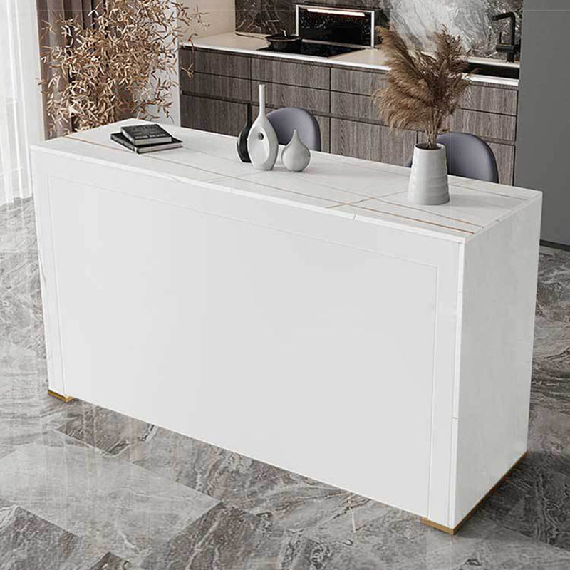 Sintered Stone Bistro Bar Table Rectangle Wooden Base Bar Table for Home 63"L x 15.7"W x 41.3"H White Without Chairs Clearhalo 'Bar Furniture' 'Bar Tables' 'bar_tables' 'furn' 'furn_bar_tables' 'Furniture' 'Kitchen & Dining Furniture' 6610634