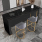 Sintered Stone Bistro Bar Table Rectangle Wooden Base Bar Table for Home 70.9"L x 15.7"W x 41.3"H Black Without Chairs Clearhalo 'Bar Furniture' 'Bar Tables' 'bar_tables' 'furn' 'furn_bar_tables' 'Furniture' 'Kitchen & Dining Furniture' 6610635