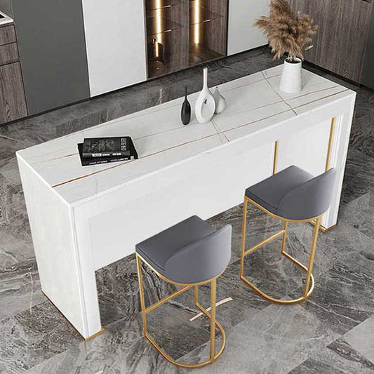 Sintered Stone Bistro Bar Table Rectangle Wooden Base Bar Table for Home