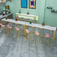 Rectangle Bar Dining Table Faux Marble Counter Height Dining Table
