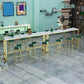 Rectangle Bar Dining Table Faux Marble Counter Height Dining Table
