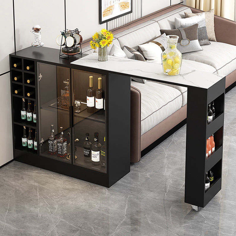 Rectangle Counter Height Table Modern Bar Dining Table with Shelves Black Without Chairs Clearhalo 'Bar Furniture' 'Bar Tables' 'bar_tables' 'furn' 'furn_bar_tables' 'Furniture' 'Kitchen & Dining Furniture' 6610757