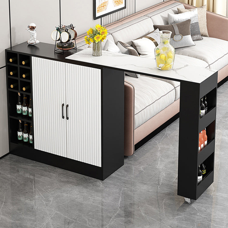 Rectangle Counter Height Table Modern Bar Dining Table with Shelves Matte Black Without Chairs Clearhalo 'Bar Furniture' 'Bar Tables' 'bar_tables' 'furn' 'furn_bar_tables' 'Furniture' 'Kitchen & Dining Furniture' 6610762