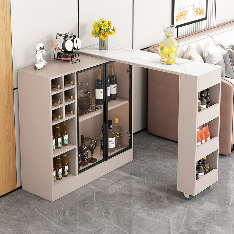 Rectangle Counter Height Table Modern Bar Dining Table with Shelves Apricot Without Chairs Clearhalo 'Bar Furniture' 'Bar Tables' 'bar_tables' 'furn' 'furn_bar_tables' 'Furniture' 'Kitchen & Dining Furniture' 6610764