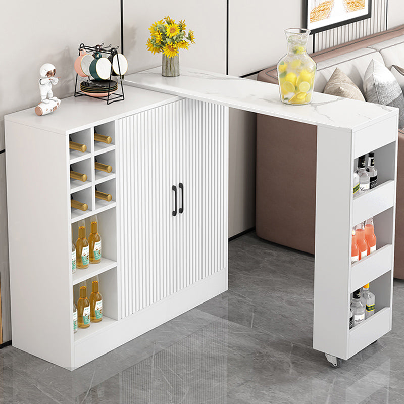 Rectangle Counter Height Table Modern Bar Dining Table with Shelves Matte White Without Chairs Clearhalo 'Bar Furniture' 'Bar Tables' 'bar_tables' 'furn' 'furn_bar_tables' 'Furniture' 'Kitchen & Dining Furniture' 6610767