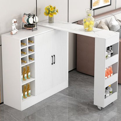 Rectangle Counter Height Table Modern Bar Dining Table with Shelves Matte White Without Chairs Clearhalo 'Bar Furniture' 'Bar Tables' 'bar_tables' 'furn' 'furn_bar_tables' 'Furniture' 'Kitchen & Dining Furniture' 6610767