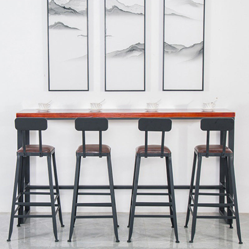 Solid Wood Bar Table Industrial Brown Dining Table for Kitchen Use 47.2"L x 15.7"W x 41.3"H Without Chairs Clearhalo 'Bar Furniture' 'Bar Tables' 'bar_tables' 'furn' 'furn_bar_tables' 'Furniture' 'Kitchen & Dining Furniture' 6610780