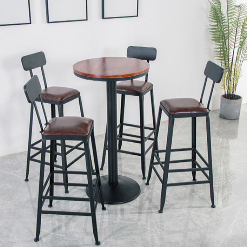 Solid Wood Bar Table Industrial Brown Dining Table for Kitchen Use 21.7"L x 21.7"W x 41.3"H Without Chairs Clearhalo 'Bar Furniture' 'Bar Tables' 'bar_tables' 'furn' 'furn_bar_tables' 'Furniture' 'Kitchen & Dining Furniture' 6610781