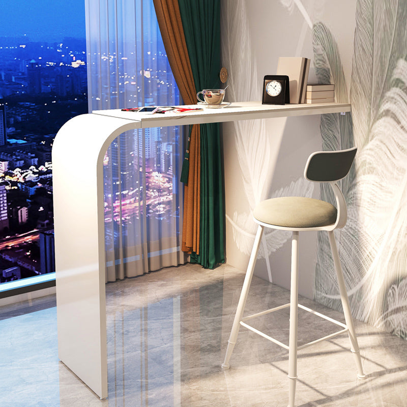 Stone and Metal Bar Dining Table Contemporary Counter Height Table 37"L x 16"W x 41"H White Without Chairs Clearhalo 'Bar Furniture' 'Bar Tables' 'bar_tables' 'furn' 'furn_bar_tables' 'Furniture' 'Kitchen & Dining Furniture' 6610797