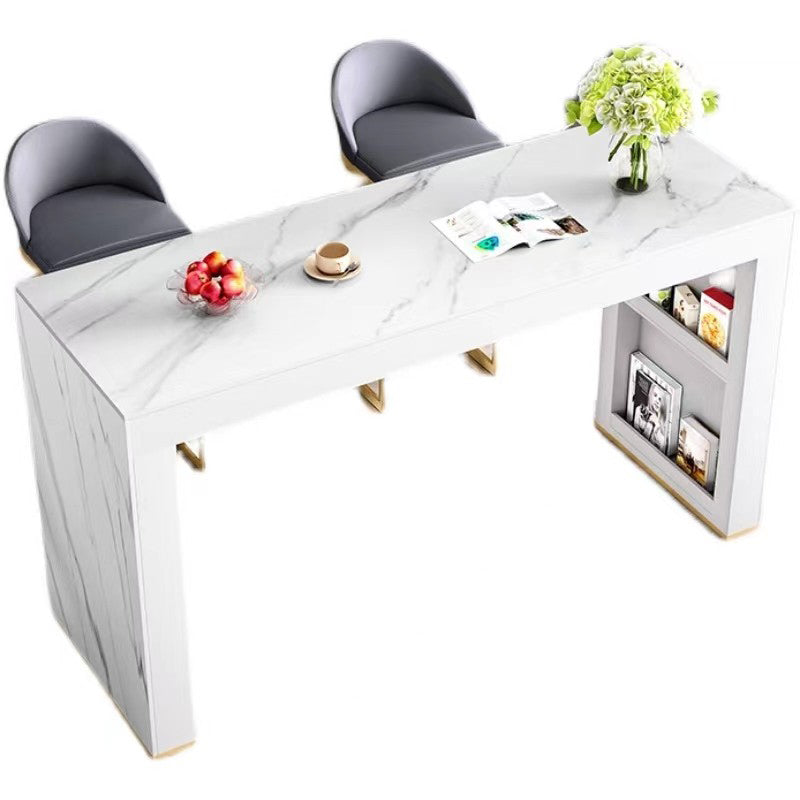 Faux Marble Counter Height Table Contemporary Pub Height Dining Table Clearhalo 'Bar Furniture' 'Bar Tables' 'bar_tables' 'furn' 'furn_bar_tables' 'Furniture' 'Kitchen & Dining Furniture' 6610818