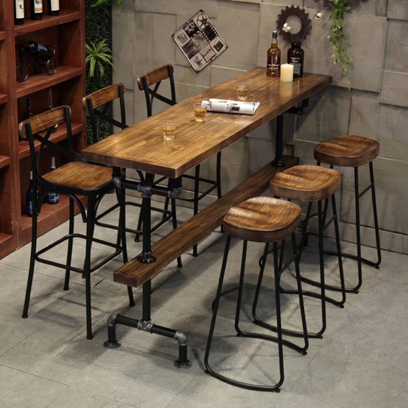Solid Wood Counter Height Table Rectangle Bar Height Pub Table 78.7"L x 17.7"W x 41.3"H Without Chairs Clearhalo 'Bar Furniture' 'Bar Tables' 'bar_tables' 'furn' 'furn_bar_tables' 'Furniture' 'Kitchen & Dining Furniture' 6610828