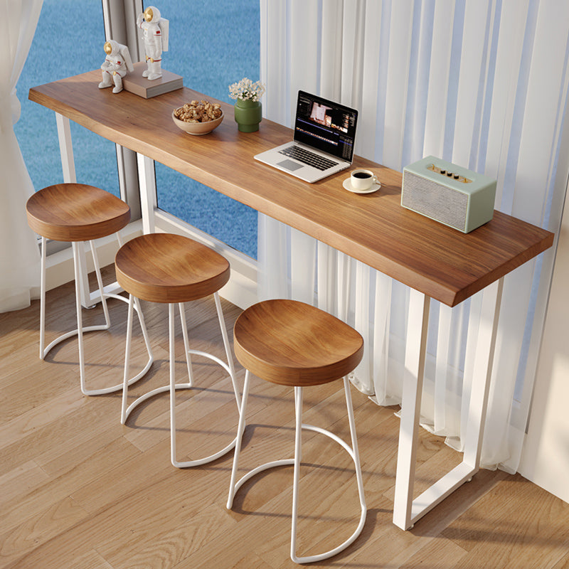 Contemporary Counter Height Table Solid Wood Bar Dining Table 78.7"L x 15.7"W x 41.3"H Without Chairs Clearhalo 'Bar Furniture' 'Bar Tables' 'bar_tables' 'furn' 'furn_bar_tables' 'Furniture' 'Kitchen & Dining Furniture' 6610868