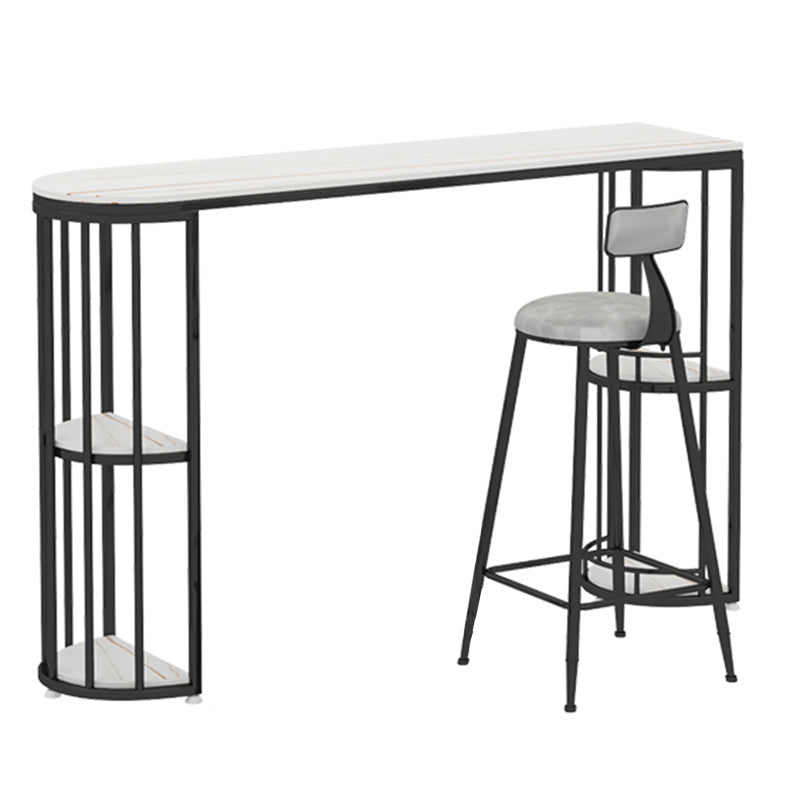 Free Form Counter Height Dining Table with Storage Modern Bar Dining Table Black White Without Chairs Clearhalo 'Bar Furniture' 'Bar Tables' 'bar_tables' 'furn' 'furn_bar_tables' 'Furniture' 'Kitchen & Dining Furniture' 6610886