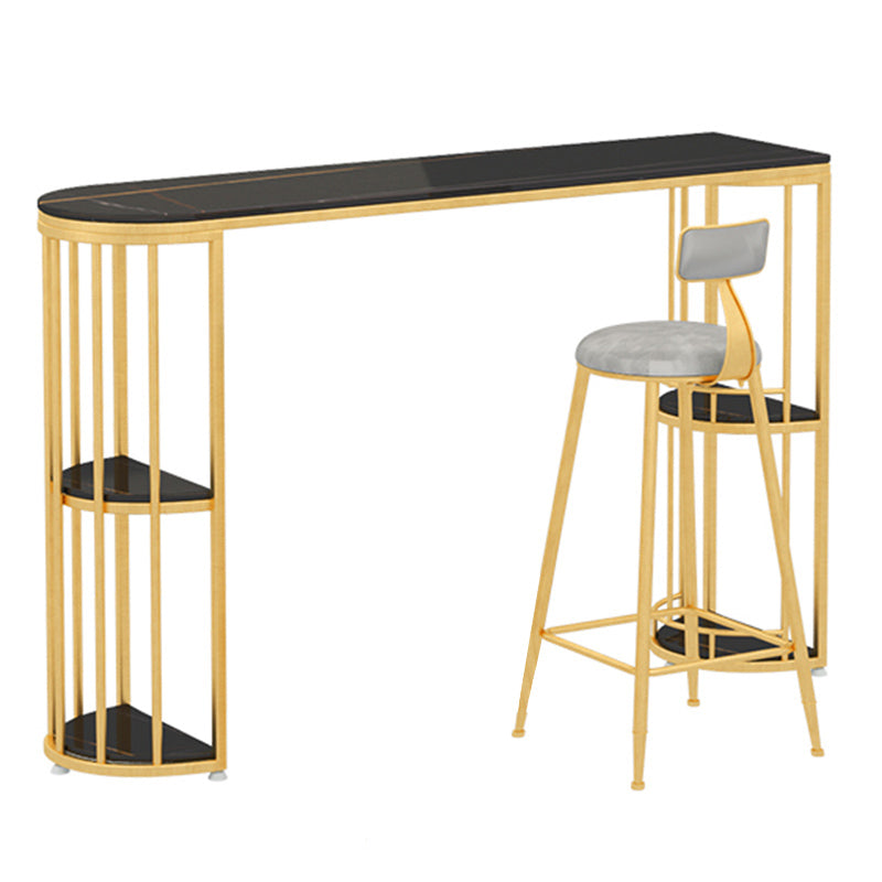 Free Form Counter Height Dining Table with Storage Modern Bar Dining Table Black-Gold Without Chairs Clearhalo 'Bar Furniture' 'Bar Tables' 'bar_tables' 'furn' 'furn_bar_tables' 'Furniture' 'Kitchen & Dining Furniture' 6610890