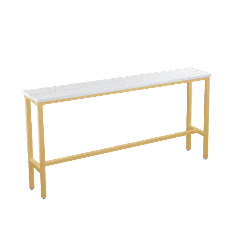 Moderne stenen bistro-bartafel met rechthoekig metalen onderstel
