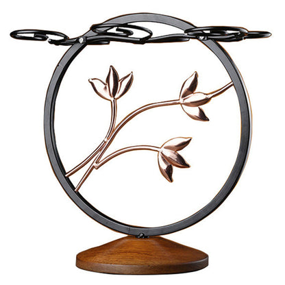 Zeitgenössische Arbeitsplatte Weinglasregal Holz und Metallglasregal