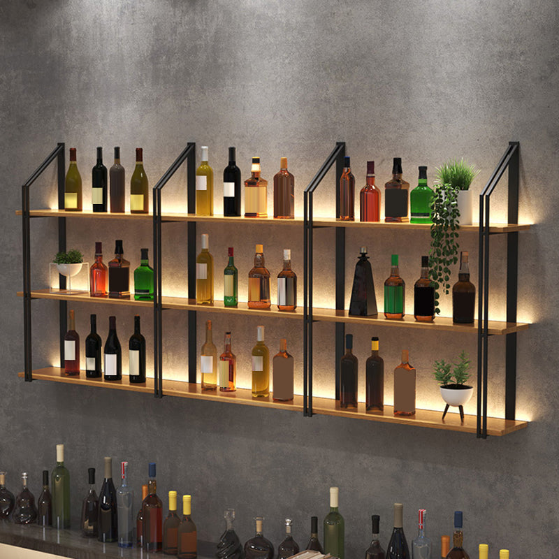 キッチン用の壁掛けワインボトルラックメタルと木製ボトルホルダー