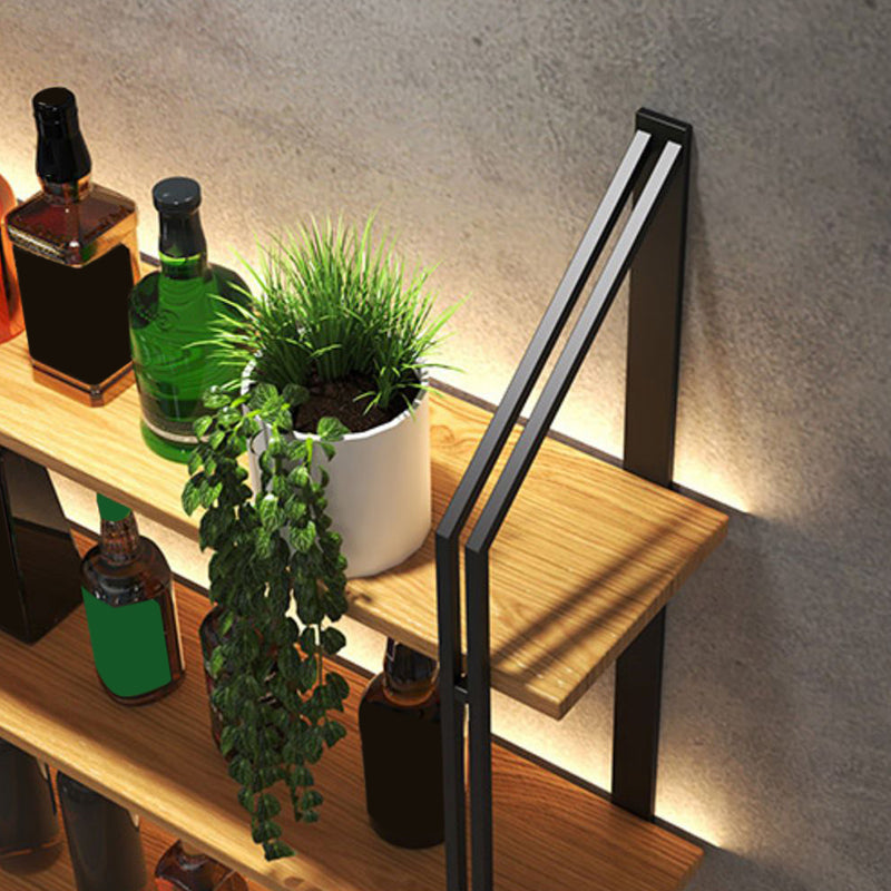 キッチン用の壁掛けワインボトルラックメタルと木製ボトルホルダー