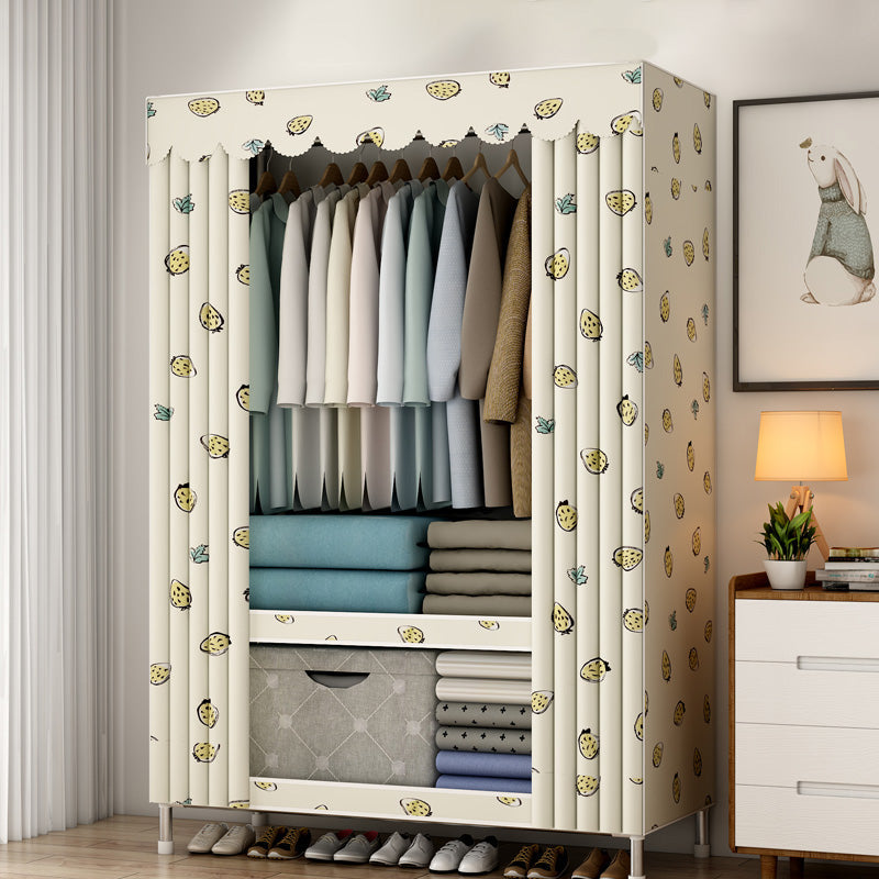 Asta di stoffa del guardaroba in metallo contemporaneo incluso l'armadio del guardaroba con le gambe