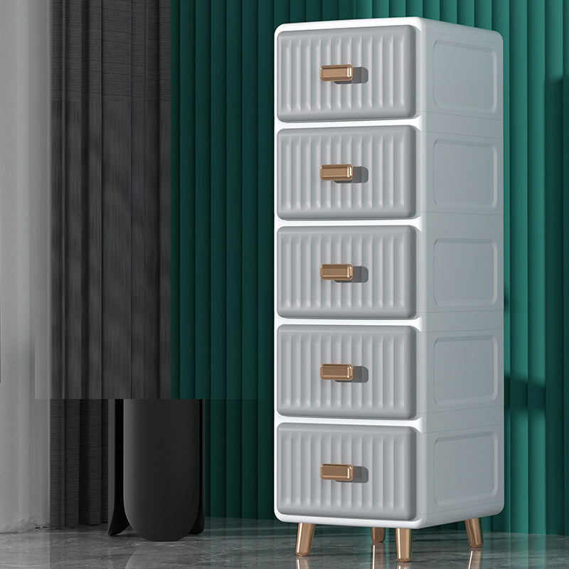 Contemporary Plastic Storage Cabinet for Bedroom Matte Finish Cabinet with Drawers