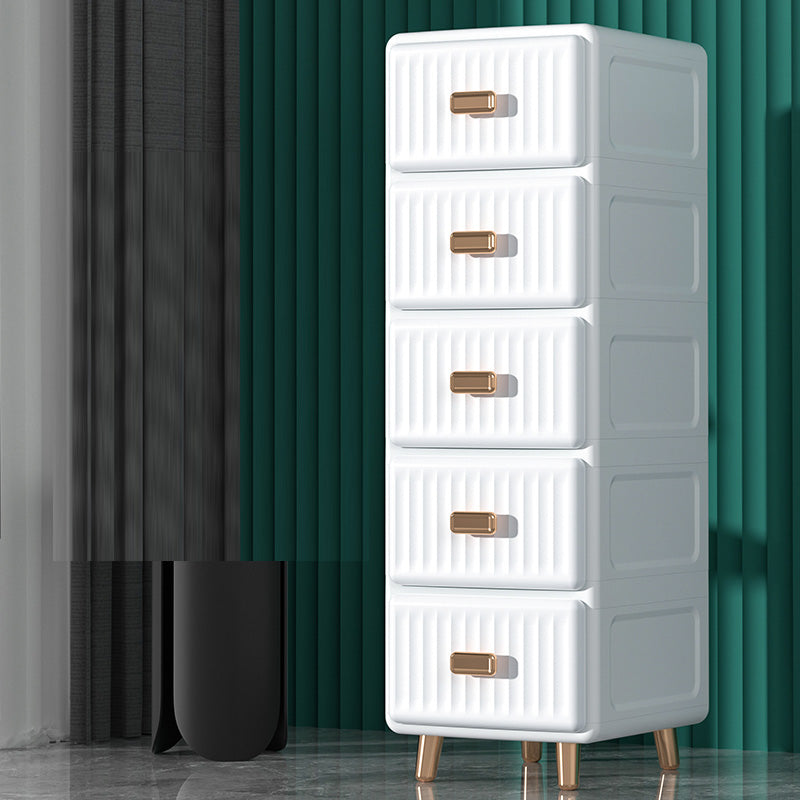 Contemporary Plastic Storage Cabinet for Bedroom Matte Finish Cabinet with Drawers