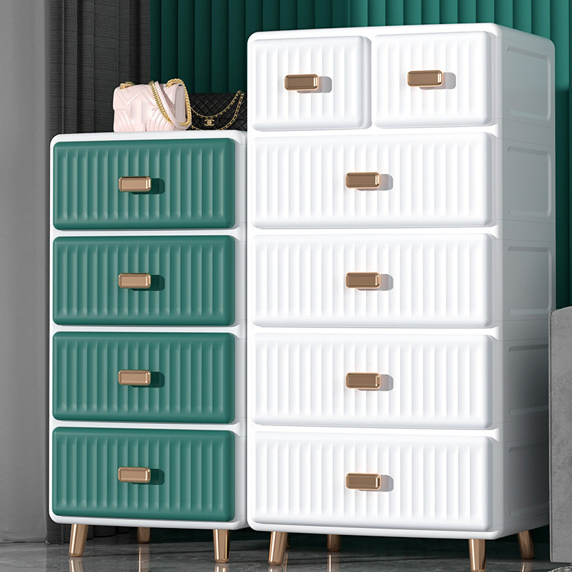 Contemporary Plastic Storage Cabinet for Bedroom Matte Finish Cabinet with Drawers