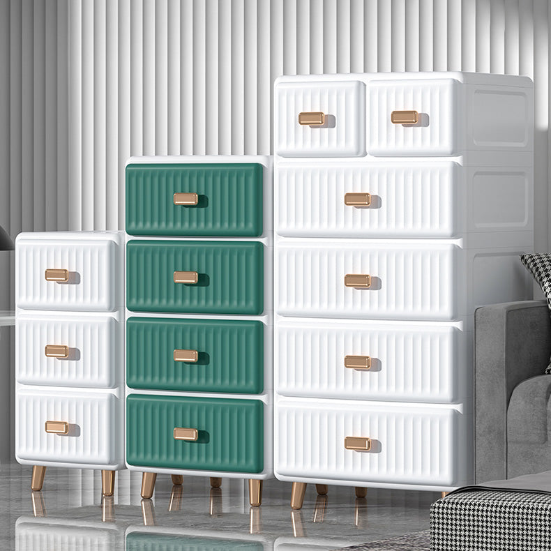 Contemporary Plastic Storage Cabinet for Bedroom Matte Finish Cabinet with Drawers
