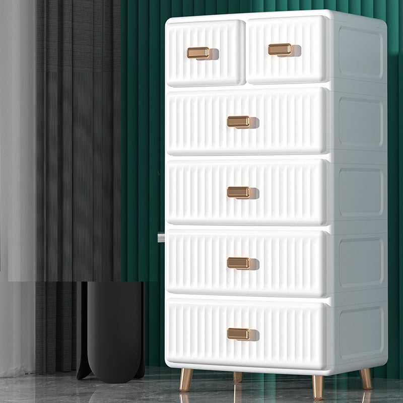 Contemporary Plastic Storage Cabinet for Bedroom Matte Finish Cabinet with Drawers