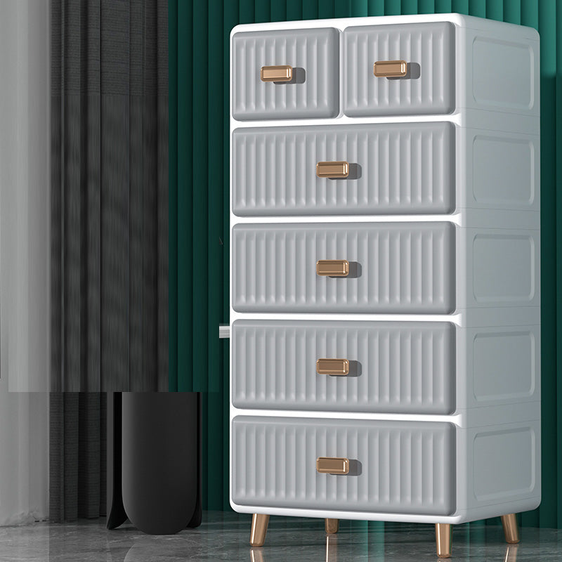Contemporary Plastic Storage Cabinet for Bedroom Matte Finish Cabinet with Drawers