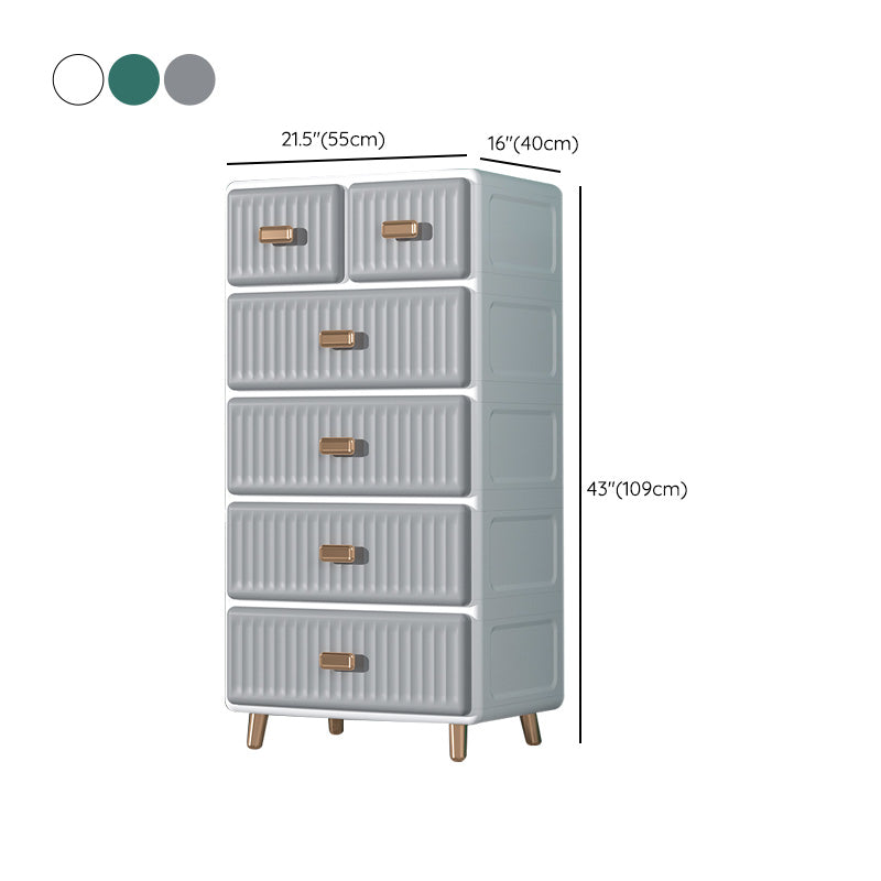 Contemporary Plastic Storage Cabinet for Bedroom Matte Finish Cabinet with Drawers