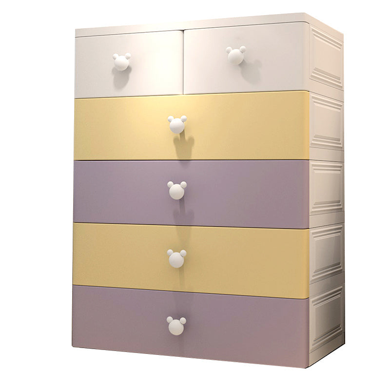 Contemporary Plastic Storage Cabinet Matte Finish Bedroom Cabinet 31.5"L x 15.0"W x 43.3"H Purple Yellow Clearhalo 'Armoires & Wardrobes' 'armoires_wardrobes' 'Bedroom Furniture' 'furn' 'furn_armoires_wardrobes' 'Furniture' 6611728