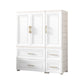 Contemporary White Storage Cabinet Bedroom Plastic Cabinet with Drawers 34"L x 14"W x 43"H 3 Clearhalo 'Armoires & Wardrobes' 'armoires_wardrobes' 'Bedroom Furniture' 'furn' 'furn_armoires_wardrobes' 'Furniture' 6611785