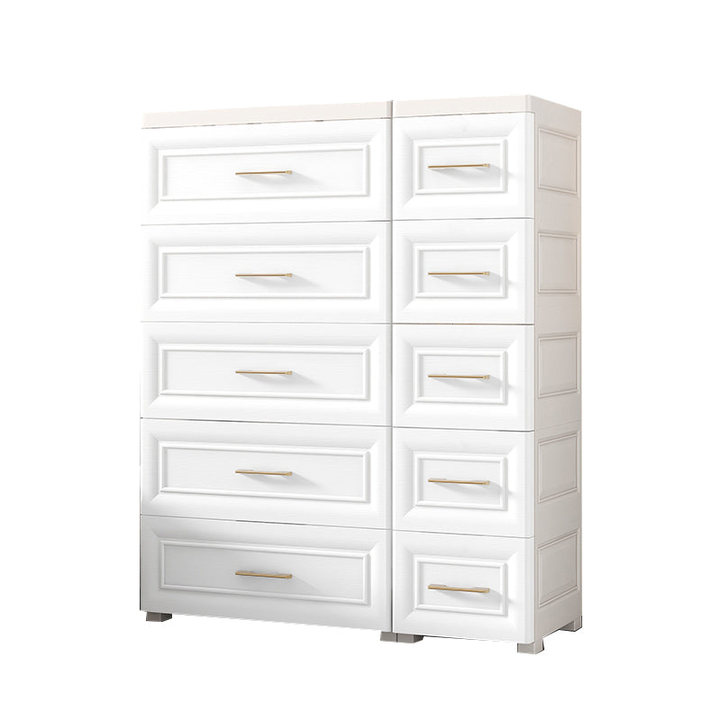 Contemporary White Storage Cabinet Bedroom Plastic Cabinet with Drawers 34"L x 14"W x 43"H Door Not Included Clearhalo 'Armoires & Wardrobes' 'armoires_wardrobes' 'Bedroom Furniture' 'furn' 'furn_armoires_wardrobes' 'Furniture' 6611787