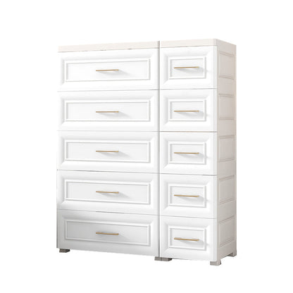 Contemporary White Storage Cabinet Bedroom Plastic Cabinet with Drawers 34"L x 14"W x 43"H Door Not Included Clearhalo 'Armoires & Wardrobes' 'armoires_wardrobes' 'Bedroom Furniture' 'furn' 'furn_armoires_wardrobes' 'Furniture' 6611787