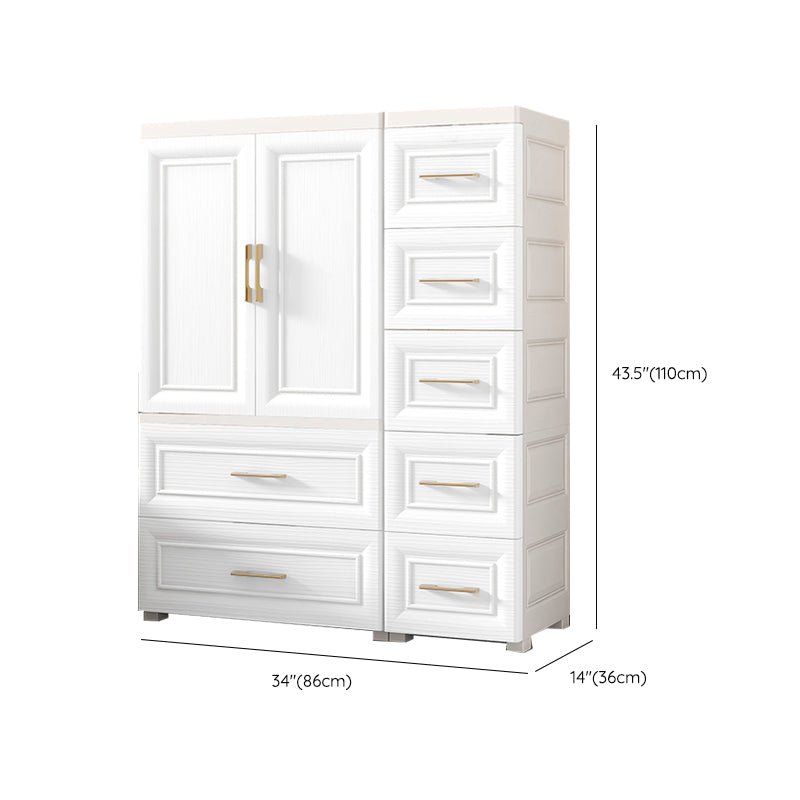Contemporary White Storage Cabinet Bedroom Plastic Cabinet with Drawers Clearhalo 'Armoires & Wardrobes' 'armoires_wardrobes' 'Bedroom Furniture' 'furn' 'furn_armoires_wardrobes' 'Furniture' 6611797