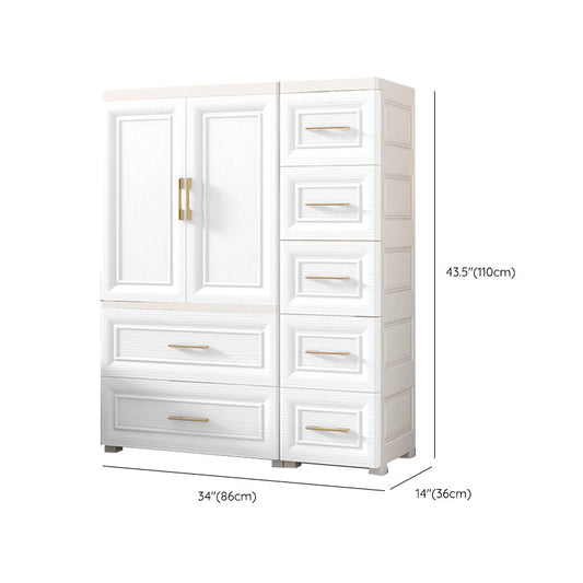 Contemporary White Storage Cabinet Bedroom Plastic Cabinet with Drawers Clearhalo 'Armoires & Wardrobes' 'armoires_wardrobes' 'Bedroom Furniture' 'furn' 'furn_armoires_wardrobes' 'Furniture' 6611797