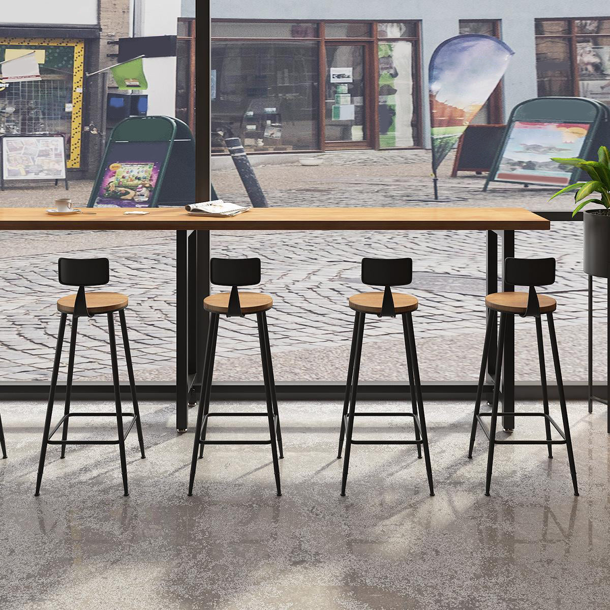 Industrial Style Bar Set 1/7 Pieces Solid Wood Rectangle Pub Dining Set Clearhalo 'Bar Furniture' 'furn' 'furn_home_bar_bar_sets' 'Furniture' 'Home Bars & Bar Sets' 'home_bar_bar_sets' 'Kitchen & Dining Furniture' 6611875
