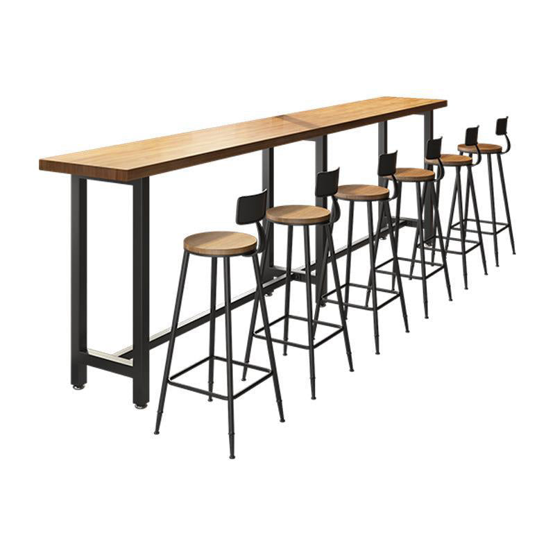 Industrial Style Bar Set 1/7 Pieces Solid Wood Rectangle Pub Dining Set 7 Pieces: Table, 6 Stools Clearhalo 'Bar Furniture' 'furn' 'furn_home_bar_bar_sets' 'Furniture' 'Home Bars & Bar Sets' 'home_bar_bar_sets' 'Kitchen & Dining Furniture' 6611876