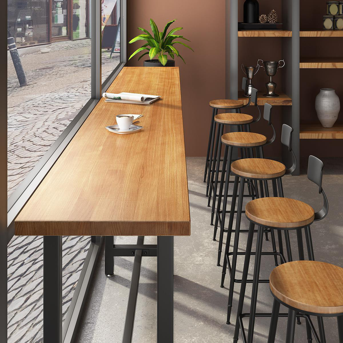 Industrial Style Bar Set 1/7 Pieces Solid Wood Rectangle Pub Dining Set Clearhalo 'Bar Furniture' 'furn' 'furn_home_bar_bar_sets' 'Furniture' 'Home Bars & Bar Sets' 'home_bar_bar_sets' 'Kitchen & Dining Furniture' 6611878
