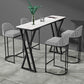 1/5 Pieces Bar Stool and Table Set Rectangular Modern Pub Table Set 5 Pieces: Gray-Black Table , 4 Black-White Bar Stools Clearhalo 'Bar Furniture' 'furn' 'furn_home_bar_bar_sets' 'Furniture' 'Home Bars & Bar Sets' 'home_bar_bar_sets' 'Kitchen & Dining Furniture' 6611968