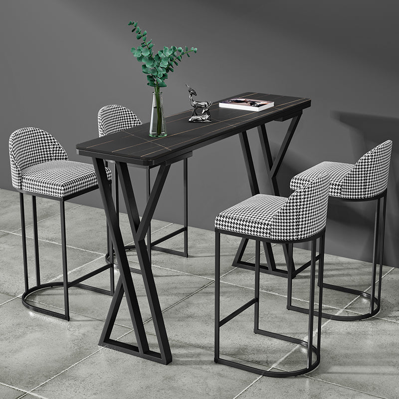1/5 Pieces Bar Stool and Table Set Rectangular Modern Pub Table Set 5 Pieces: White-Black Table , 4 Black-Gray Bar Stools Clearhalo 'Bar Furniture' 'furn' 'furn_home_bar_bar_sets' 'Furniture' 'Home Bars & Bar Sets' 'home_bar_bar_sets' 'Kitchen & Dining Furniture' 6611969
