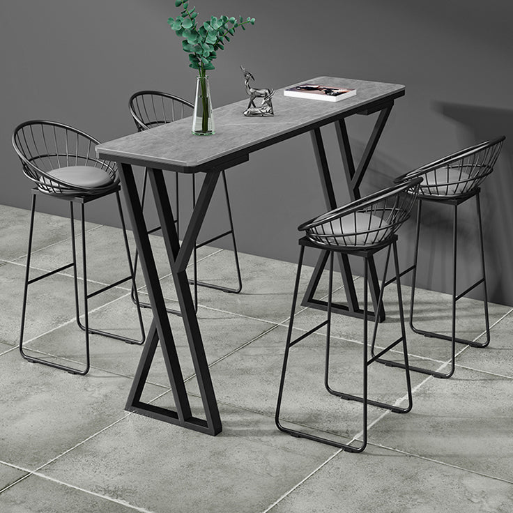 1/5 Pieces Bar Stool and Table Set Rectangular Modern Pub Table Set 5 Pieces: White-Black Table , 4 Black-White Bar Stools Clearhalo 'Bar Furniture' 'furn' 'furn_home_bar_bar_sets' 'Furniture' 'Home Bars & Bar Sets' 'home_bar_bar_sets' 'Kitchen & Dining Furniture' 6611972