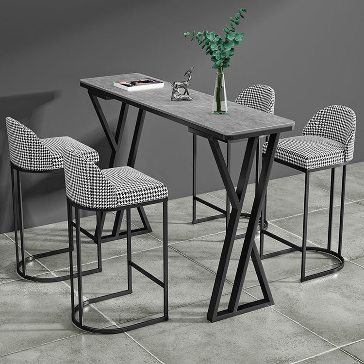 1/5 Pieces Bar Stool and Table Set Rectangular Modern Pub Table Set 5 Pieces: Black Table , 4 Black-White Bar Stools Clearhalo 'Bar Furniture' 'furn' 'furn_home_bar_bar_sets' 'Furniture' 'Home Bars & Bar Sets' 'home_bar_bar_sets' 'Kitchen & Dining Furniture' 6611974